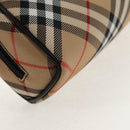 BURBERRY Nova Check Pouch Canvas Beige Silver Auth am9306V-15