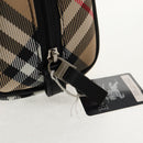 BURBERRY Nova Check Pouch Canvas Beige Silver Auth am9306V-8