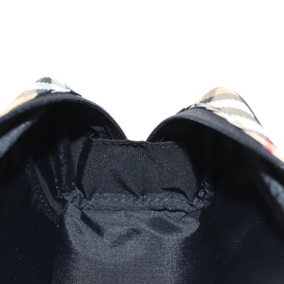 BURBERRY Nova Check Pouch Canvas Beige Silver Auth am9306V