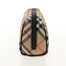 BURBERRY Nova Check Pouch Canvas Beige Silver Auth am9306V-3
