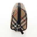 BURBERRY Nova Check Pouch Canvas Beige Silver Auth am9306V-4