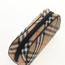 BURBERRY Nova Check Pouch Canvas Beige Silver Auth am9306V-5