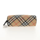 BURBERRY Nova Check Pouch Canvas Beige Silver Auth am9306V-6
