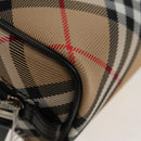 BURBERRY Nova Check Pouch Canvas Beige Silver Auth am9306V-7