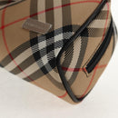 BURBERRY Nova Check Pouch Canvas Beige Silver Auth am9306V-14