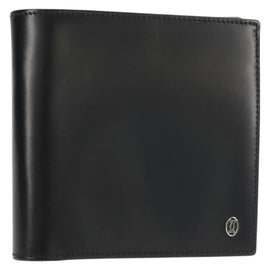CARTIER Bifold Wallet Leather Black Auth am9307V