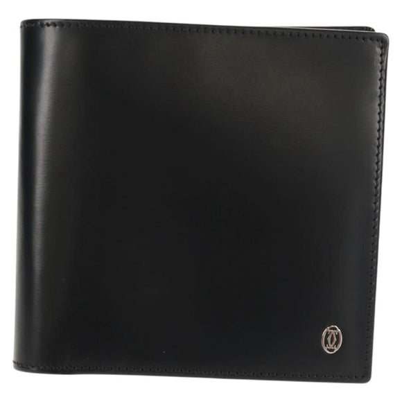 CARTIER Bifold Wallet Leather Black Auth am9307V