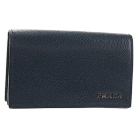 PRADA Card Case Leather Navy Auth am9308V