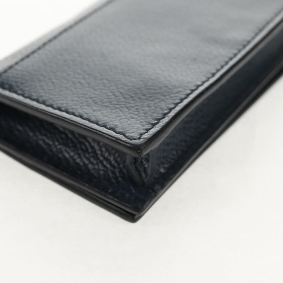 PRADA Card Case Leather Navy Auth am9308V