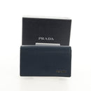 PRADA Card Case Leather Navy Auth am9308V-12