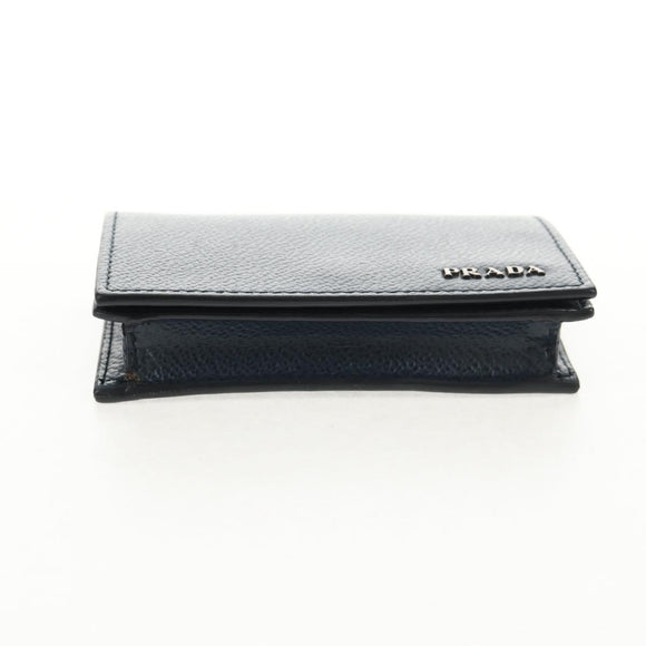 PRADA Card Case Leather Navy Auth am9308V