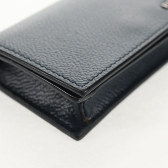 PRADA Card Case Leather Navy Auth am9308V