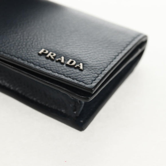 PRADA Card Case Leather Navy Auth am9308V
