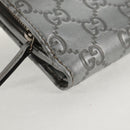 GUCCI GG Canvas Abbey Guccissima Bifold Wallet Leather Silver 154205 Auth am9314V-15