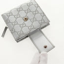 GUCCI GG Canvas Abbey Guccissima Bifold Wallet Leather Silver 154205 Auth am9314V-8