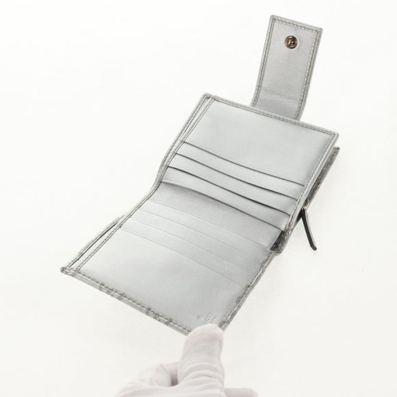 GUCCI GG Canvas Abbey Guccissima Bifold Wallet Leather Silver 154205 Auth am9314V