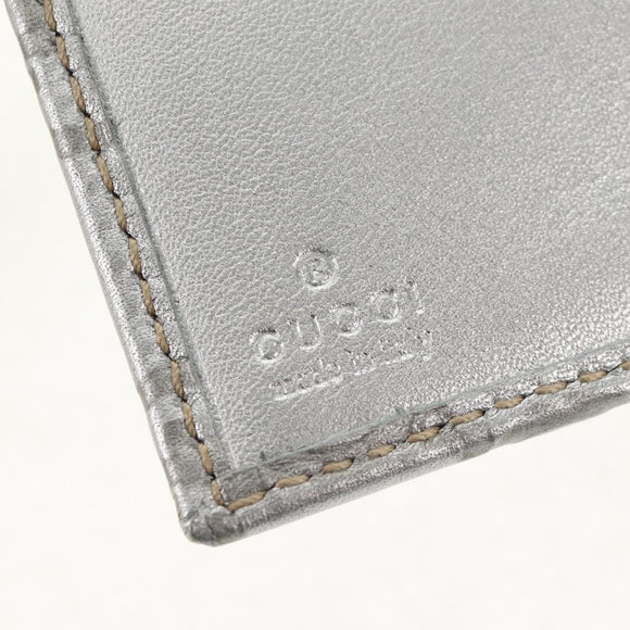 GUCCI GG Canvas Abbey Guccissima Bifold Wallet Leather Silver 154205 Auth am9314V