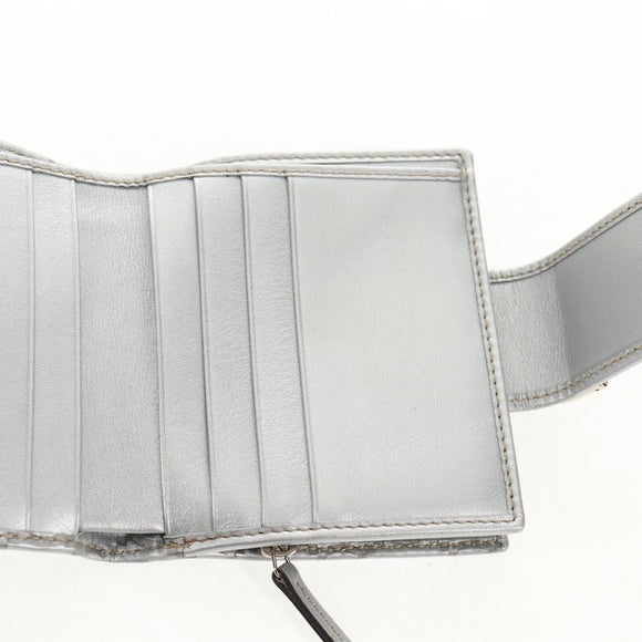 GUCCI GG Canvas Abbey Guccissima Bifold Wallet Leather Silver 154205 Auth am9314V