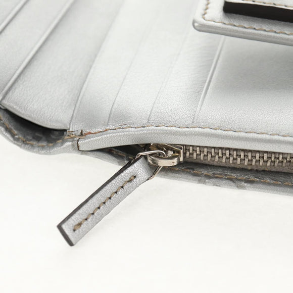 GUCCI GG Canvas Abbey Guccissima Bifold Wallet Leather Silver 154205 Auth am9314V