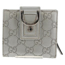 GUCCI GG Canvas Abbey Guccissima Bifold Wallet Leather Silver 154205 Auth am9314V-13