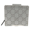 GUCCI GG Canvas Abbey Guccissima Bifold Wallet Leather Silver 154205 Auth am9314V-2