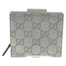GUCCI GG Canvas Abbey Guccissima Bifold Wallet Leather Silver 154205 Auth am9314V - 0