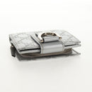 GUCCI GG Canvas Abbey Guccissima Bifold Wallet Leather Silver 154205 Auth am9314V-5