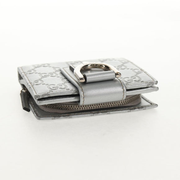 GUCCI GG Canvas Abbey Guccissima Bifold Wallet Leather Silver 154205 Auth am9314V