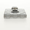 GUCCI GG Canvas Abbey Guccissima Bifold Wallet Leather Silver 154205 Auth am9314V-6