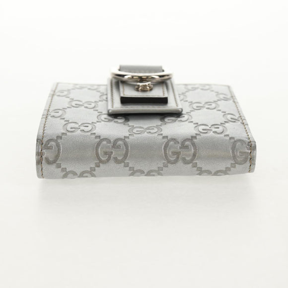 GUCCI GG Canvas Abbey Guccissima Bifold Wallet Leather Silver 154205 Auth am9314V