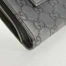 GUCCI GG Canvas Abbey Guccissima Bifold Wallet Leather Silver 154205 Auth am9314V-7