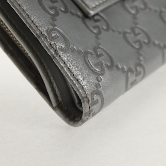 GUCCI GG Canvas Abbey Guccissima Bifold Wallet Leather Silver 154205 Auth am9314V