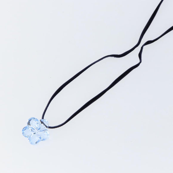 Baccarat Necklace Crystal glass Light Blue Auth am9319