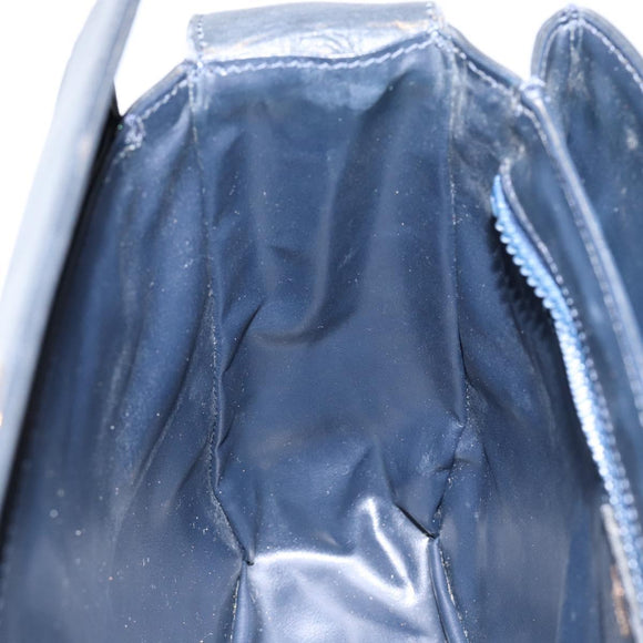 CELINE Shoulder Bag Leather Navy Gold Auth am9321