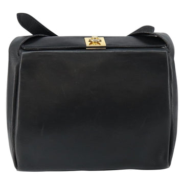 CELINE Shoulder Bag Leather Navy Gold Auth am9321 - 0