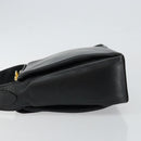 CELINE Shoulder Bag Leather Navy Gold Auth am9321-5