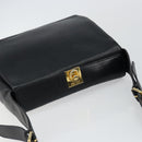 CELINE Shoulder Bag Leather Navy Gold Auth am9321-6