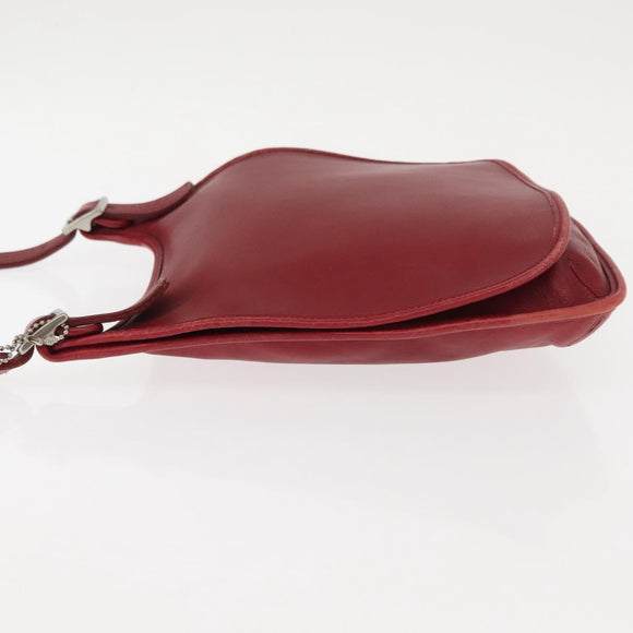 Coach Shoulder Bag Leather Red Auth am9326