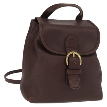 Coach Backpack Leather Brown Gold Auth am9327