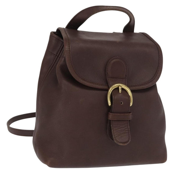Coach Backpack Leather Brown Gold Auth am9327