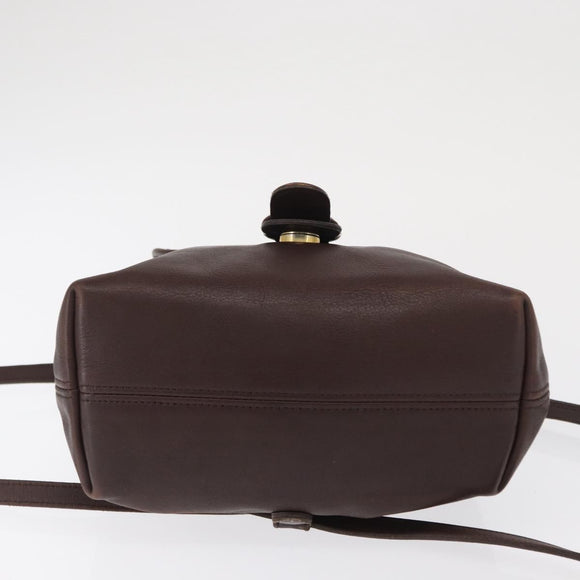 Coach Backpack Leather Brown Gold Auth am9327