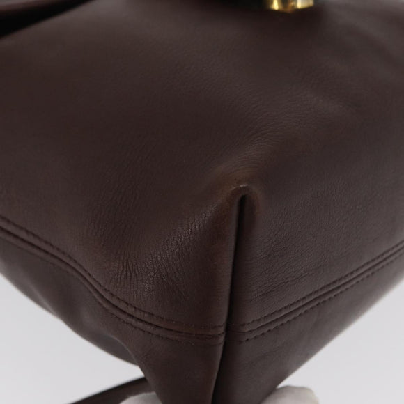 Coach Backpack Leather Brown Gold Auth am9327