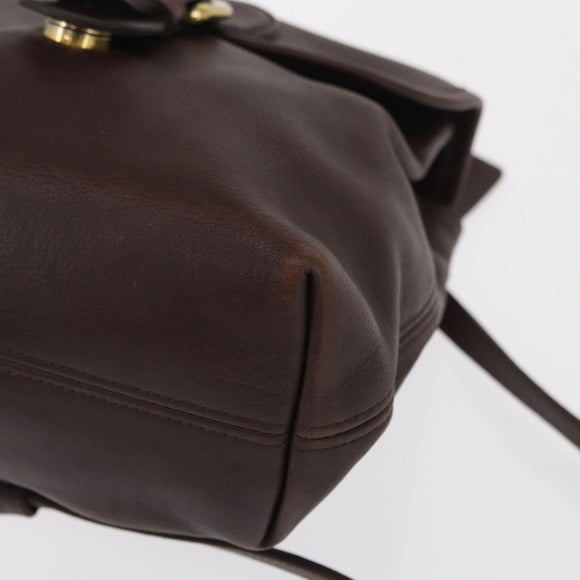 Coach Backpack Leather Brown Gold Auth am9327