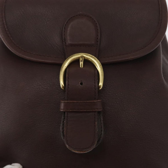 Coach Backpack Leather Brown Gold Auth am9327