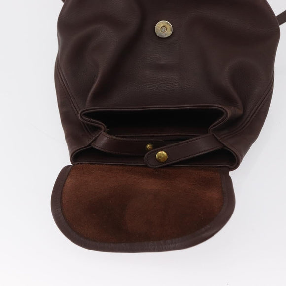 Coach Backpack Leather Brown Gold Auth am9327
