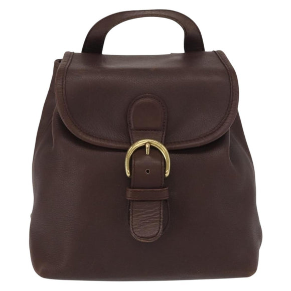 Coach Backpack Leather Brown Gold Auth am9327