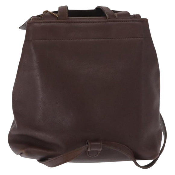 Coach Backpack Leather Brown Gold Auth am9327
