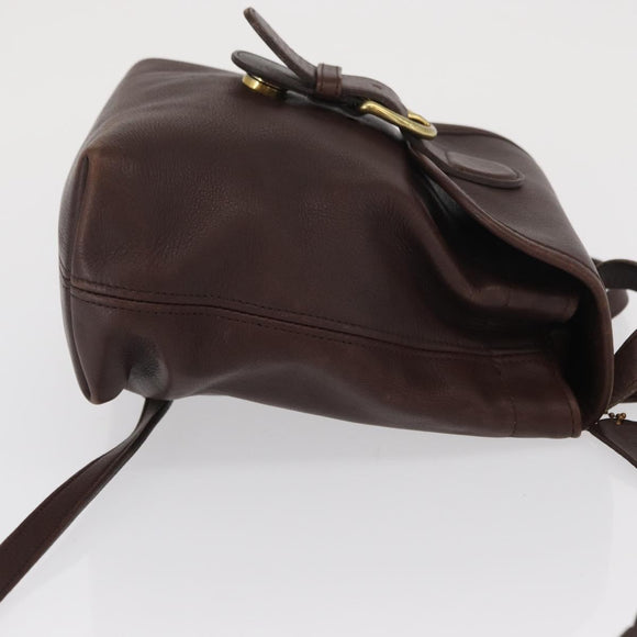 Coach Backpack Leather Brown Gold Auth am9327