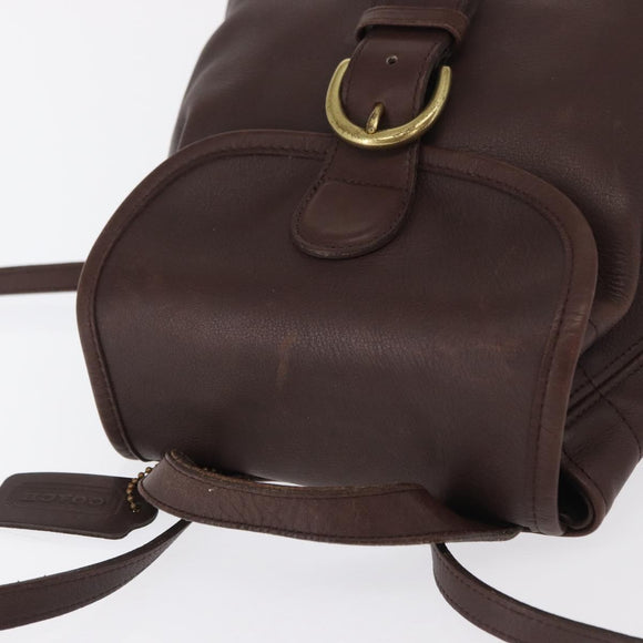 Coach Backpack Leather Brown Gold Auth am9327