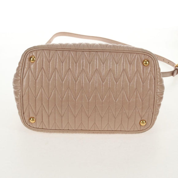 Miu Miu Hand Bag Leather 2way Gold pink beige Auth am9331V